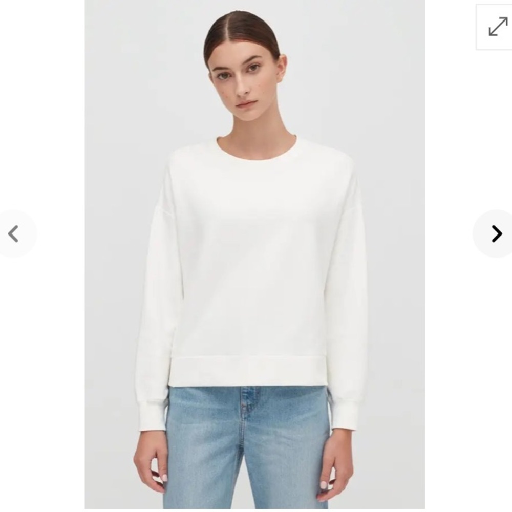 Cuyana Fleece Cropped Sweatshirt White Supima Cotton